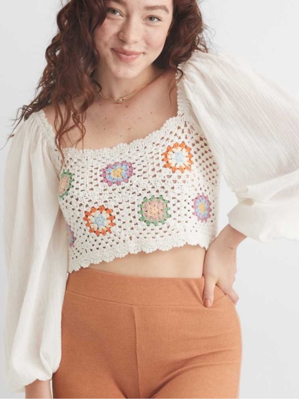 Aerie Crochet Vaca Top Size XS